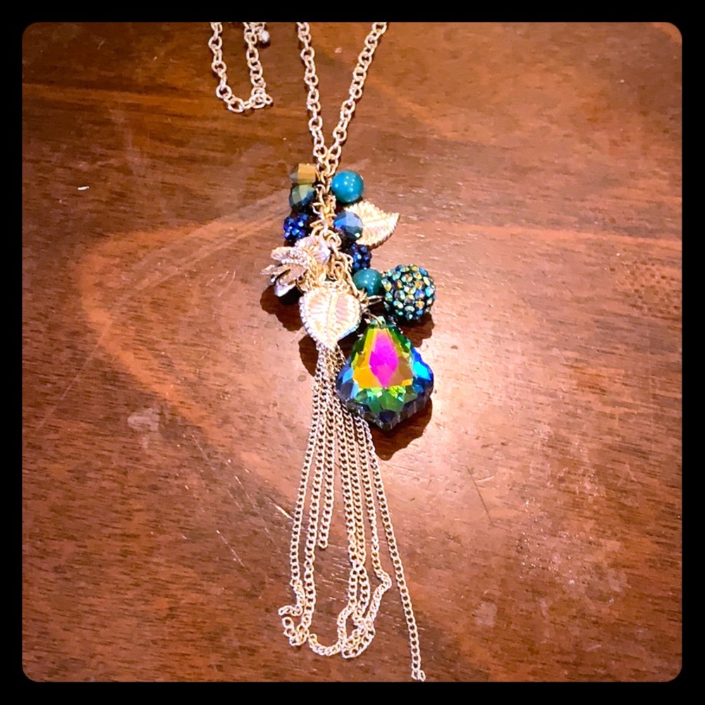 Vintage long necklace with Long golden chain